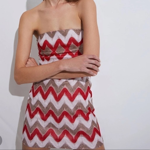 NEW Missoni Chevron Knit Zigzag Sleeveless Mini Dress in White/Red Size 46 - Picture 2 of 16